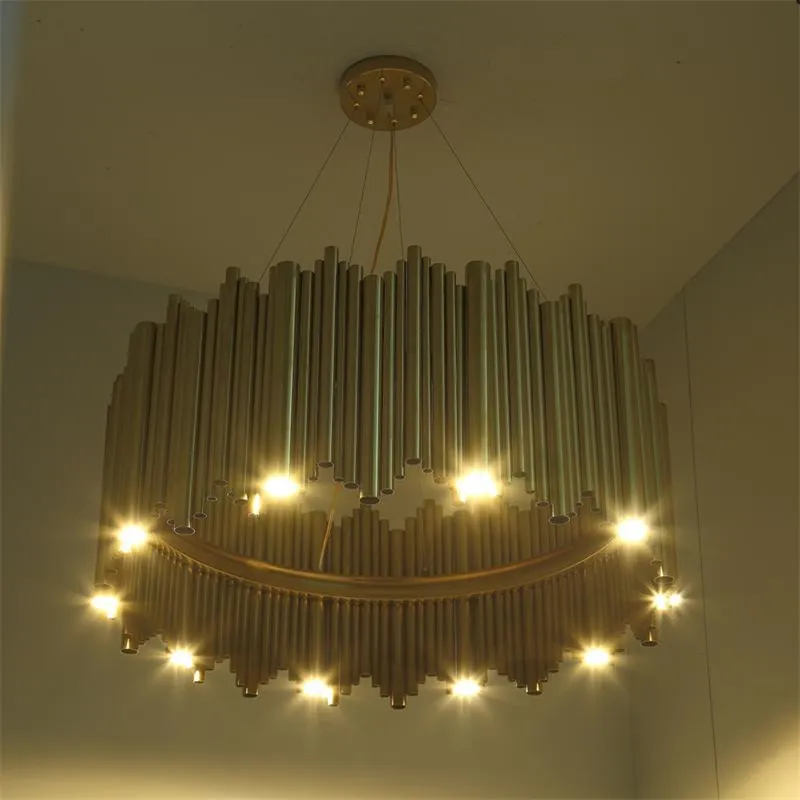 Italie Design Or Charmant Brubeck Lustre En Alliage D'aluminium Tube Suspension Luminaire Mode Projet Lampe