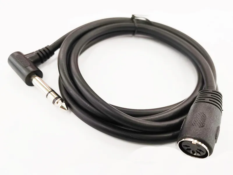 Kablar, 90 graders vinklad 1/4 "6.35mm stereo manlig jackkontakt till MIDI DIN 5PIN Kvinnlig socket Audio Adapter-kabel ca 1,5 m / 1pc