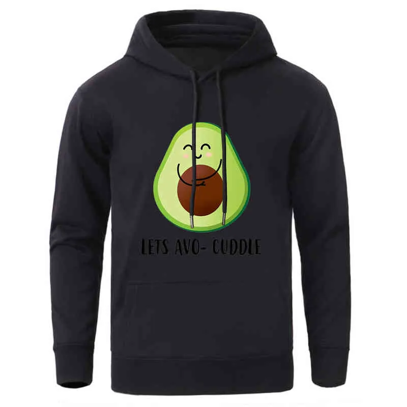 Kawaii Cartoon Avocado Print Bluzy Bluzy Człowiek Zimowy Polar Ciepłe Kapturem Odzież męska Marka Luźna Casual Pullover Hasted H1227