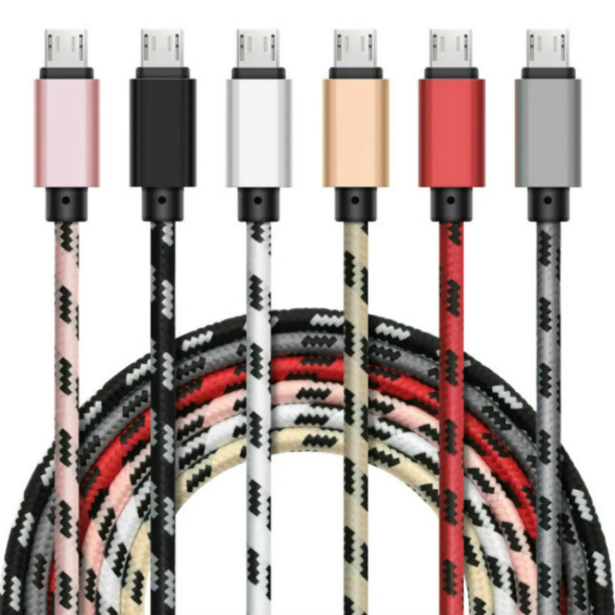 20 pz/lotto 3 m/10ft Cavo Micro USB Tessuto Caricatore di Sincronizzazione Dati al Cavo di Ricarica USB Per Samsung Galaxy Note 3 4 S6 S7