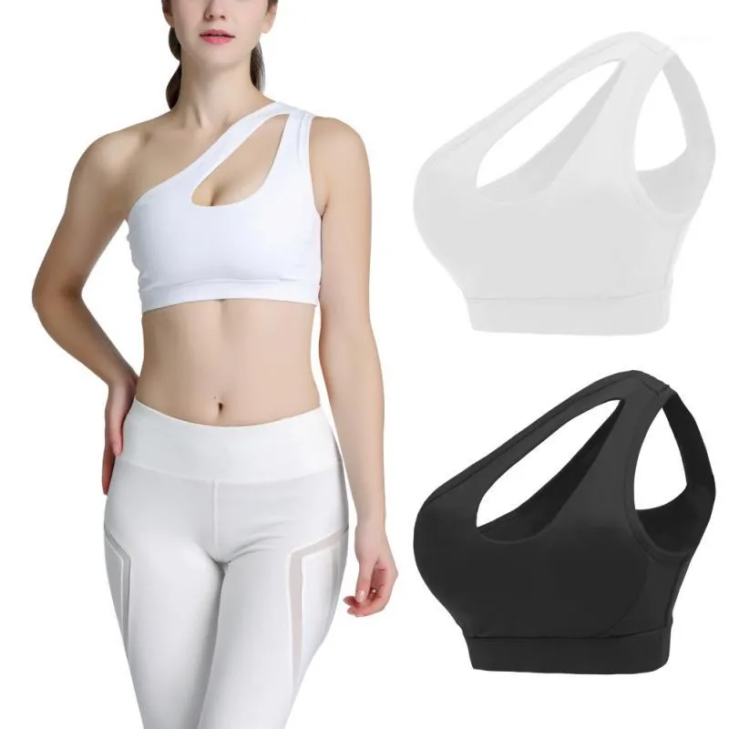 Women Sexy One Shoulder Plus Size Sports Bra Quick-drying Beauty Back Sports Training Yoga Fitness Underwear1