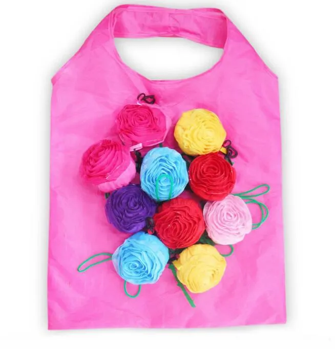 20pcsかわいい便利なミックスバラの花のスイカPitayaの折りたたみエコの再利用可能な買い物袋