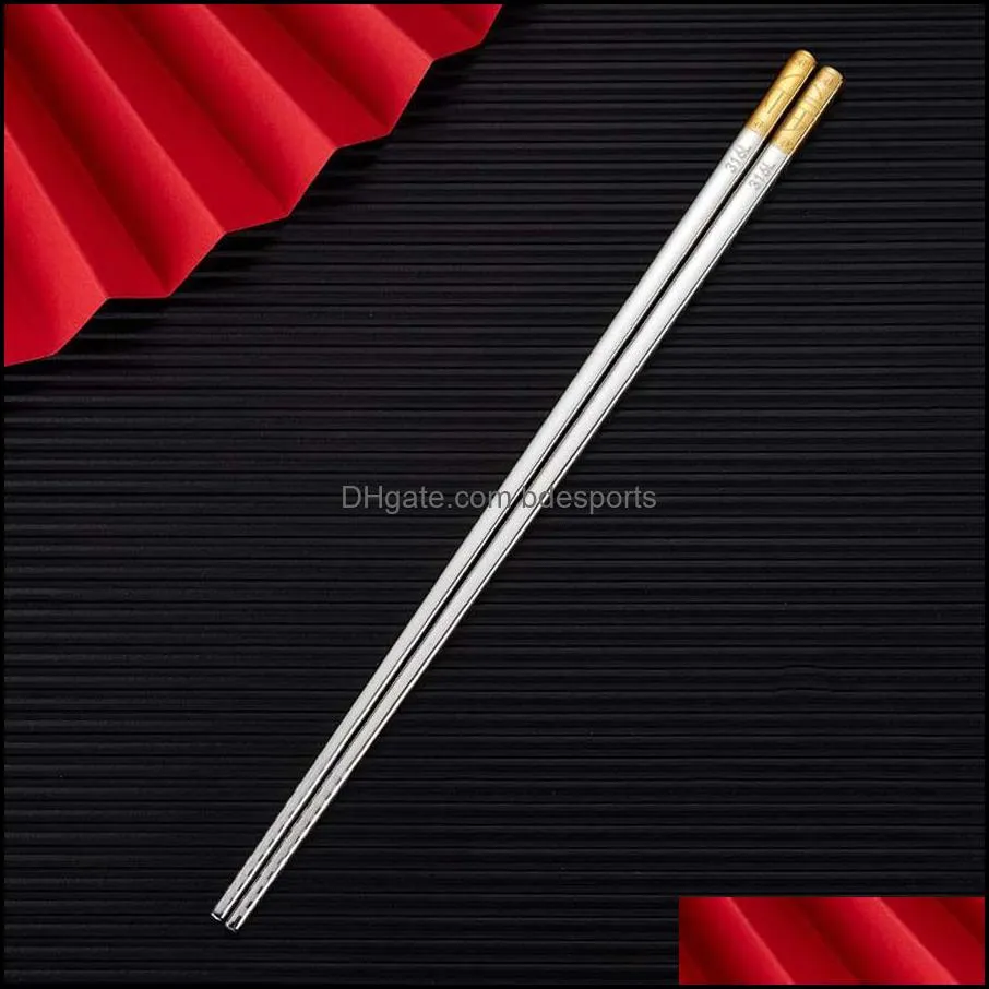 316L Stainless Steel Chopsticks Heat Insulation and Anti-scalding Home el Square Non-slip Chopsticka55