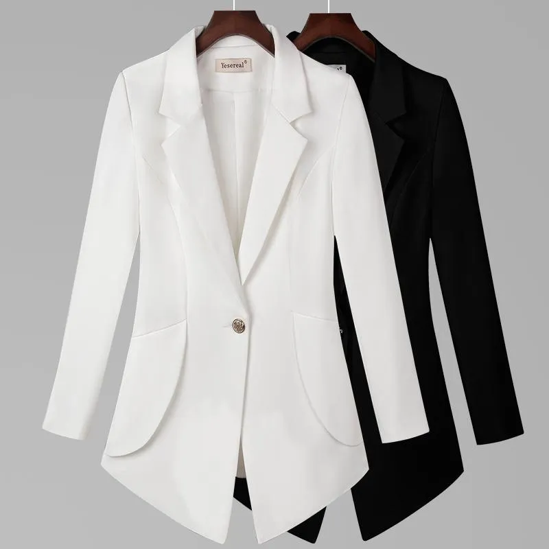 Plus Größe 6xl 7xl 2020 Frauen Blazer Langarm Blazer Eine Taste Schlank Büro Dame Jacken Weibliche Tops Anzug Femme r670