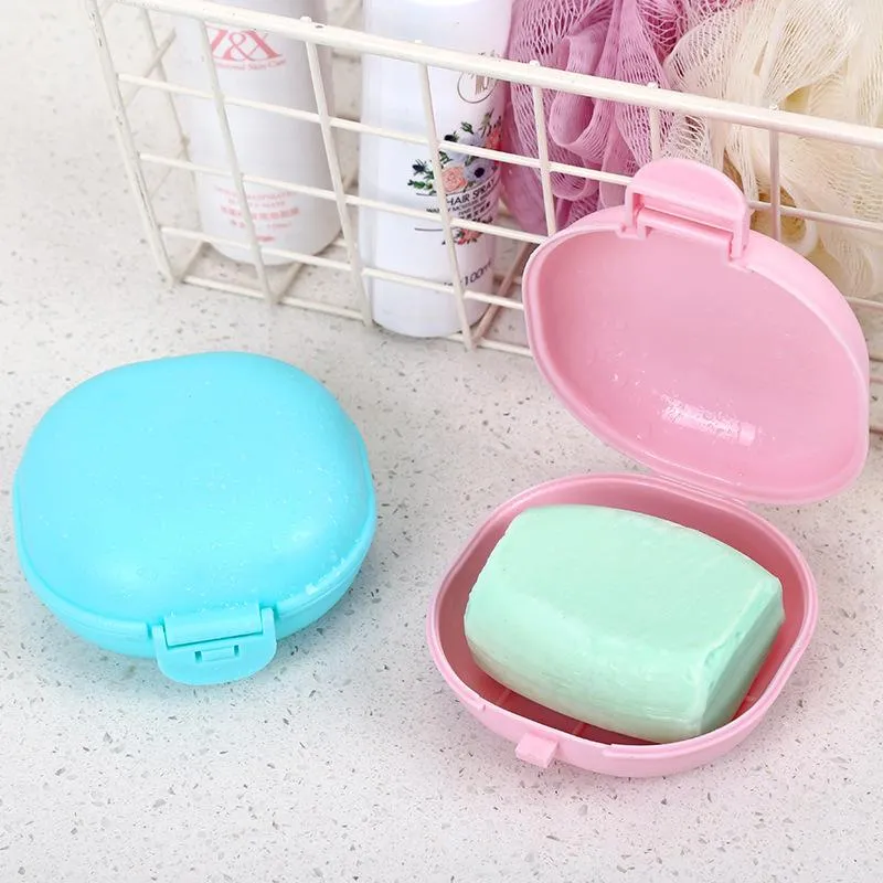 Plastic Travel Soap Box with Lid Portable Bathroom Macaroon Soaps Dish Boxes Holder Case 