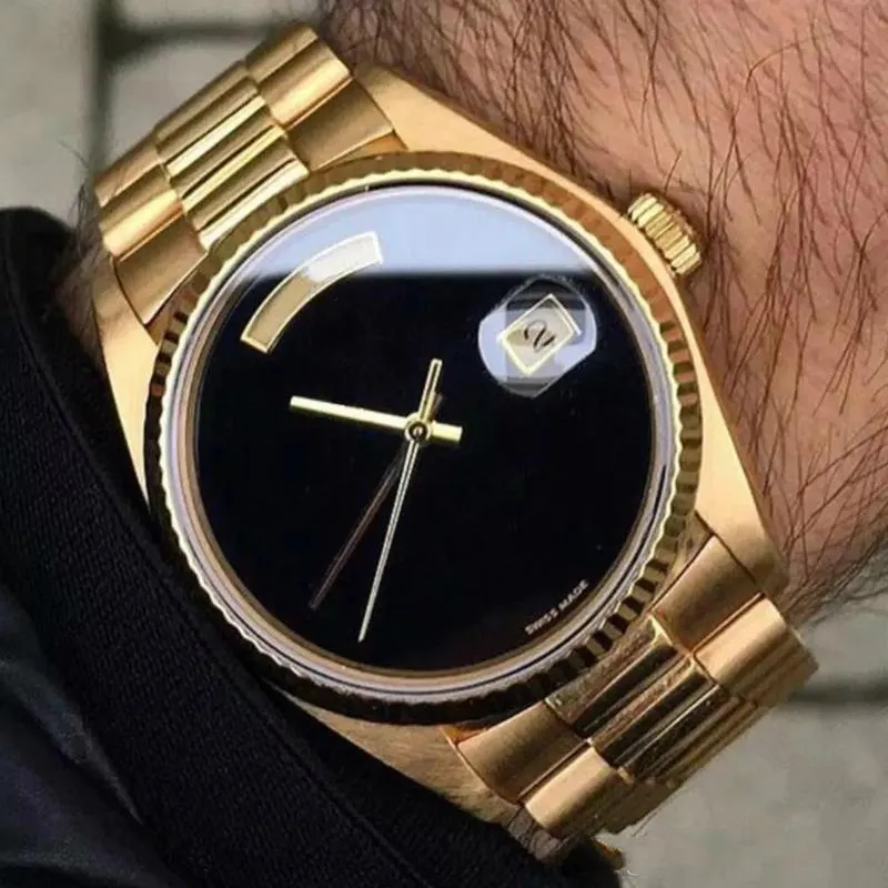 Hot Style Watch Men Daydate Automatic Gold Sapphire Glass inossidabile da uomo Automatico Orologi sfoggia orologi da polso maschile