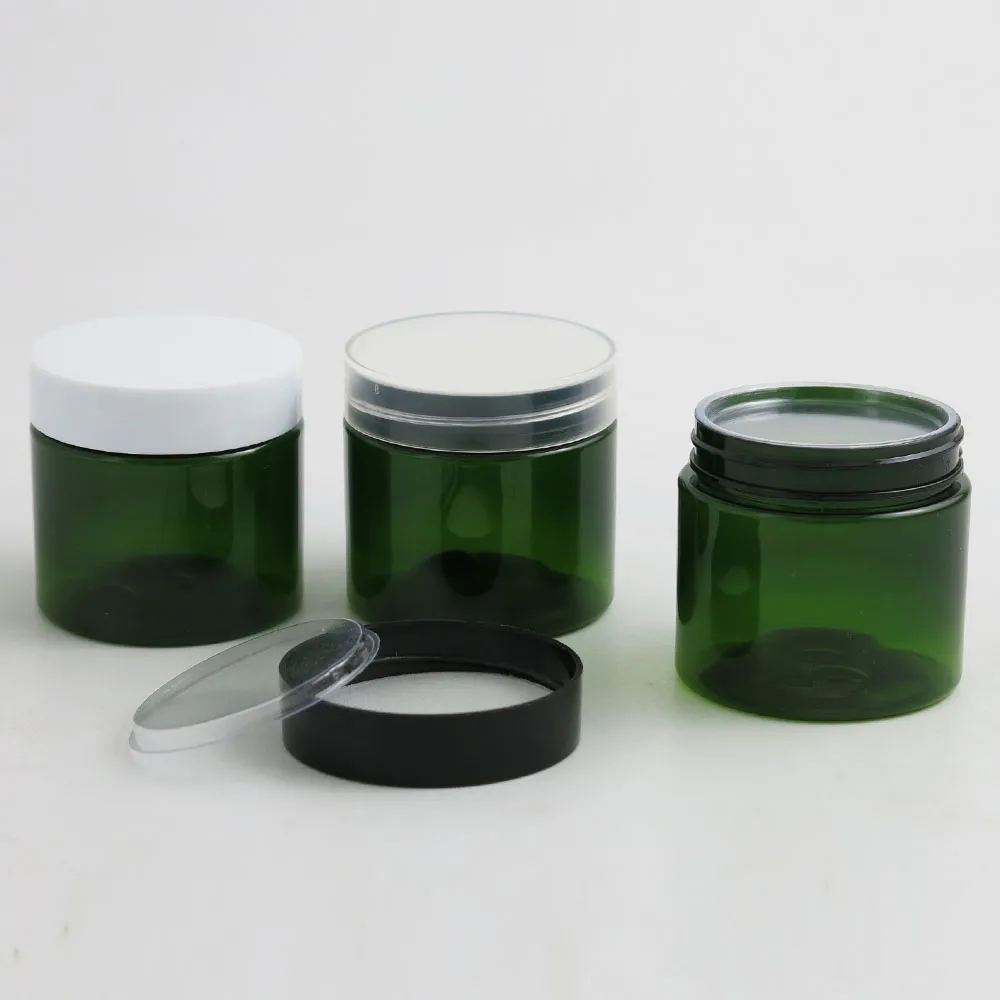 60g lege reizen groen huisdier crème fles potten 2oz navulbare cosmetische verpakking met plastic deksels wit zwart cap 50pcs