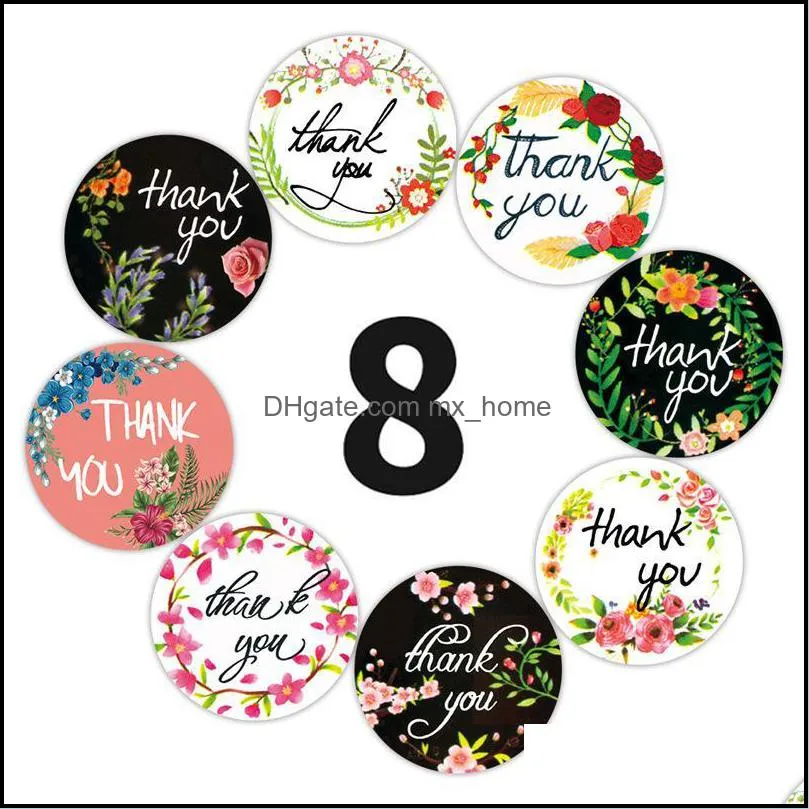 Gift Wrap 1000pcs Flower Thank You Stickers Seal Labels For Birthday Party Festival Packaging Envelope Cards Stationery Sticker