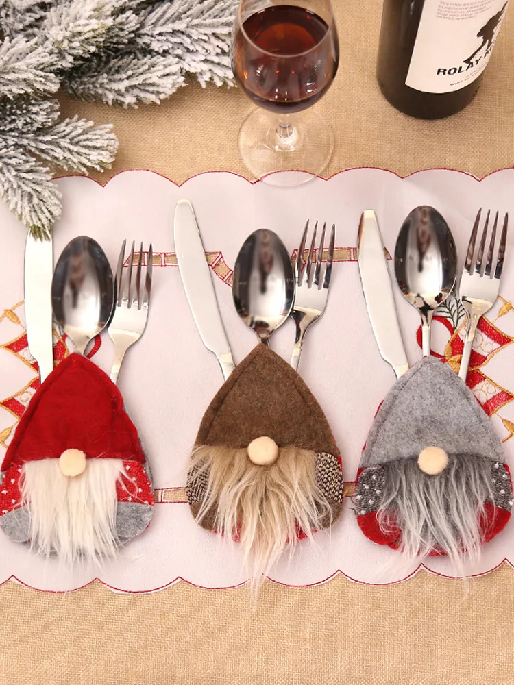 Zweedse santa gnome servies tas vork mes bestek houder zilverwerk tas kerstfeest tafel diner decor jk2011xb