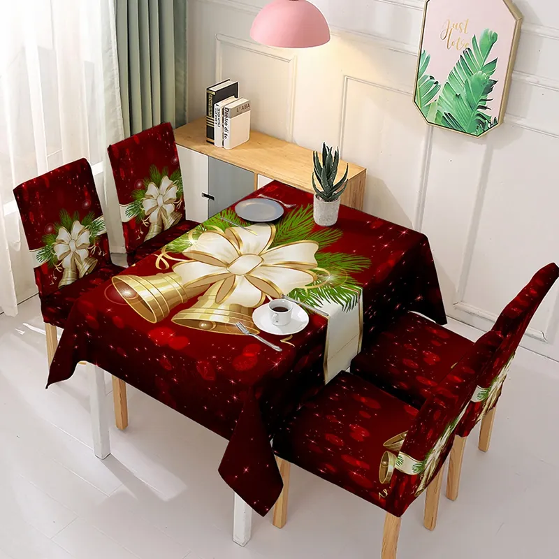 Christmas Chair Cover Tablecloth Polyester Caroon Printed Seat Covers Tablecloth Waterproof Elastic Chair Covers Home Party Decor VT1837