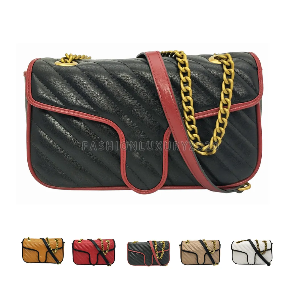 Moda Mulheres Sacos De Ombro Corrente de Ouro Crossbody Bags PU Bolsas De Couro Bolsa Mensageiro Feminino Sacos Carteira 5 Cores 26cm