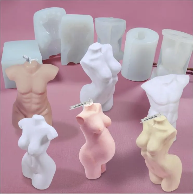 silicone moulds of torsos in male and female for making scented candles