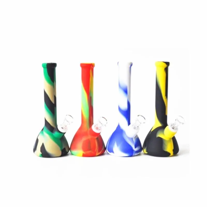 8 pouces bécher narguilés conception Bong silicone bongs tuyau coloré pipes à fumer de l'eau