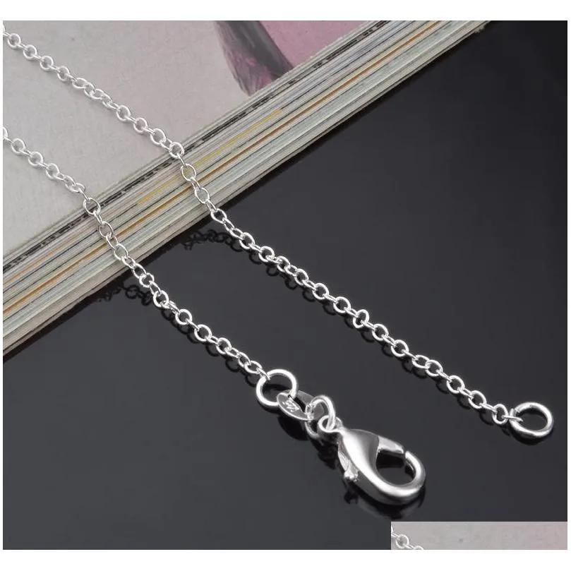 925 Sterling Silver Plated Link Rolo Chain Necklace with Lobster Clasps 16 18 20 22 24Inch Women O Chain Jewlery Factory Price Stock