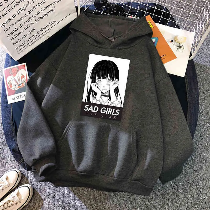 Sad girl anime hoodie sale