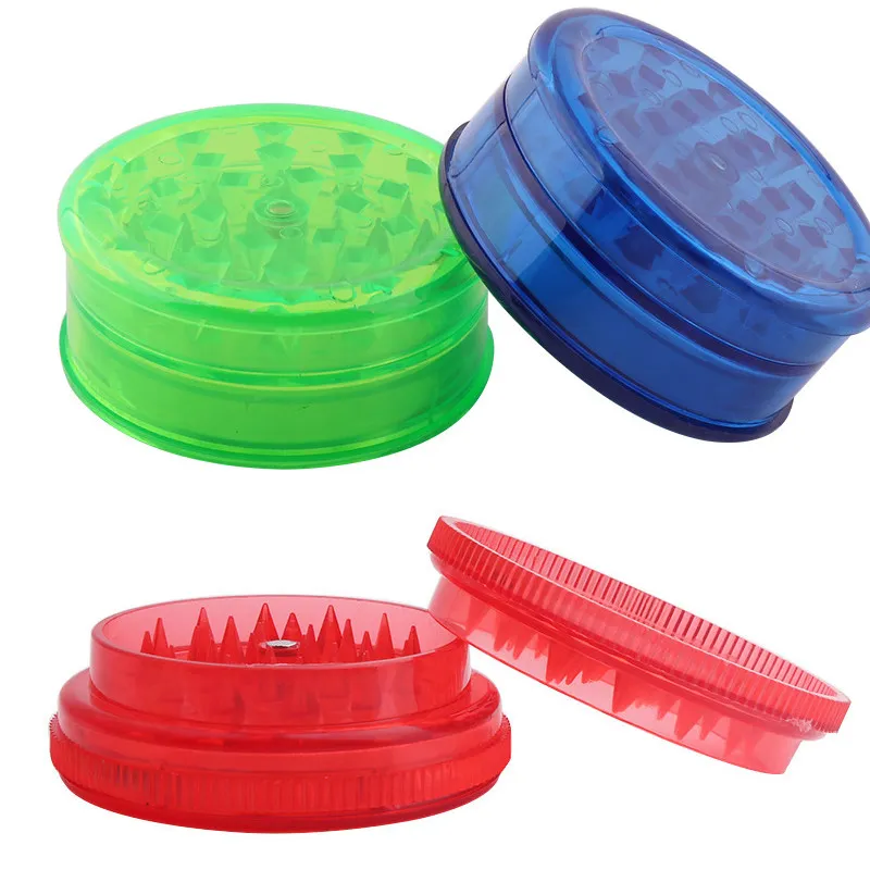 In Stock 60mm Plastic Tobacco Grinder for Smoke Accessories Smoking Pipes Acrylic Grinders with 3 Layer