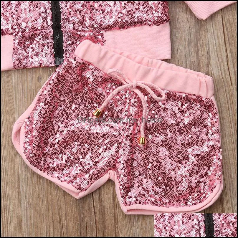 kids Clothing Sets girls outfits children sequin coat Tops+shorts 2pcs/set Spring Autumn summer fashion Boutique baby clothes Z5644