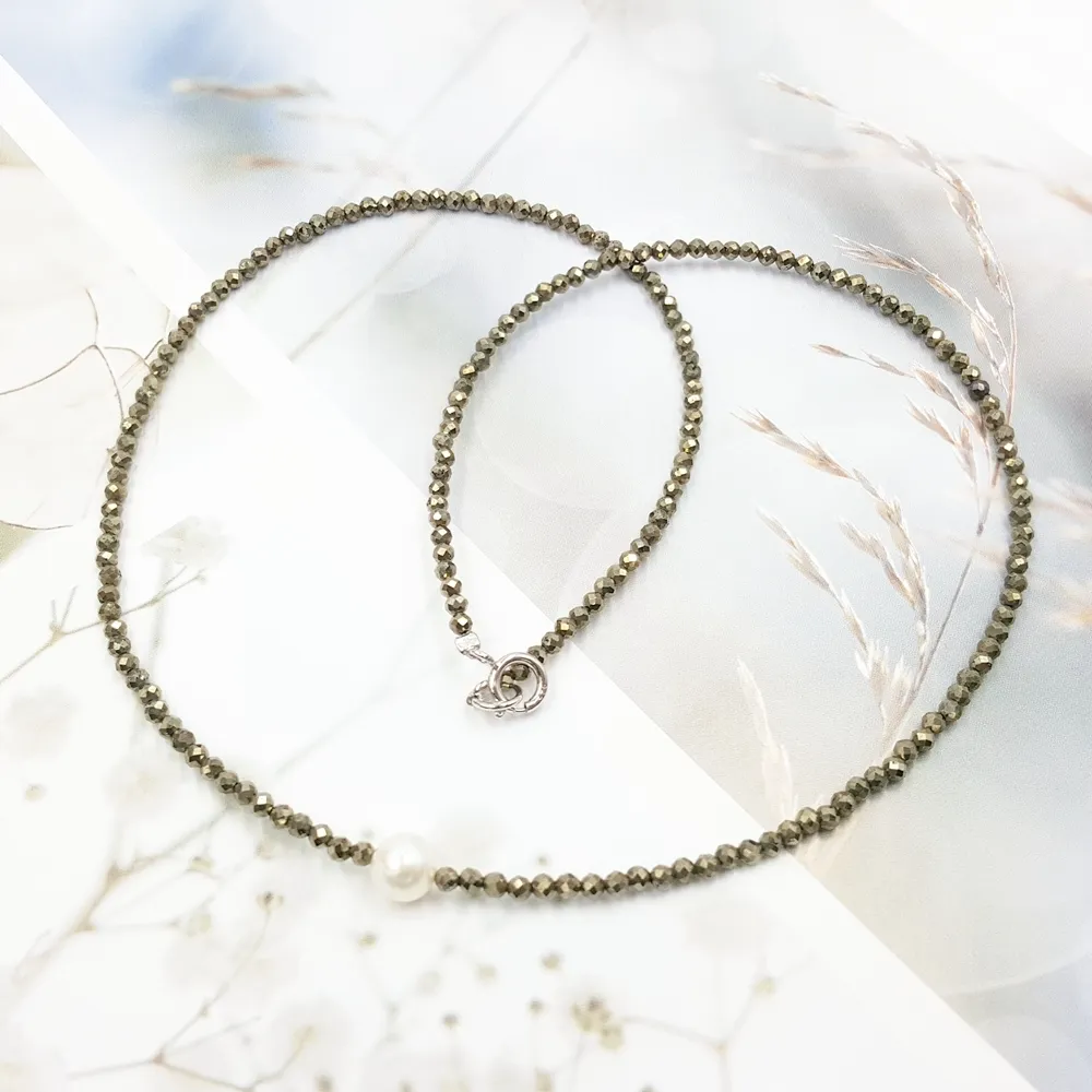 Liiji unika choker halsband naturlig pyrit äkta sötvattenspärla 925 sterling silver lysande halsband kvinnor smycken q0531