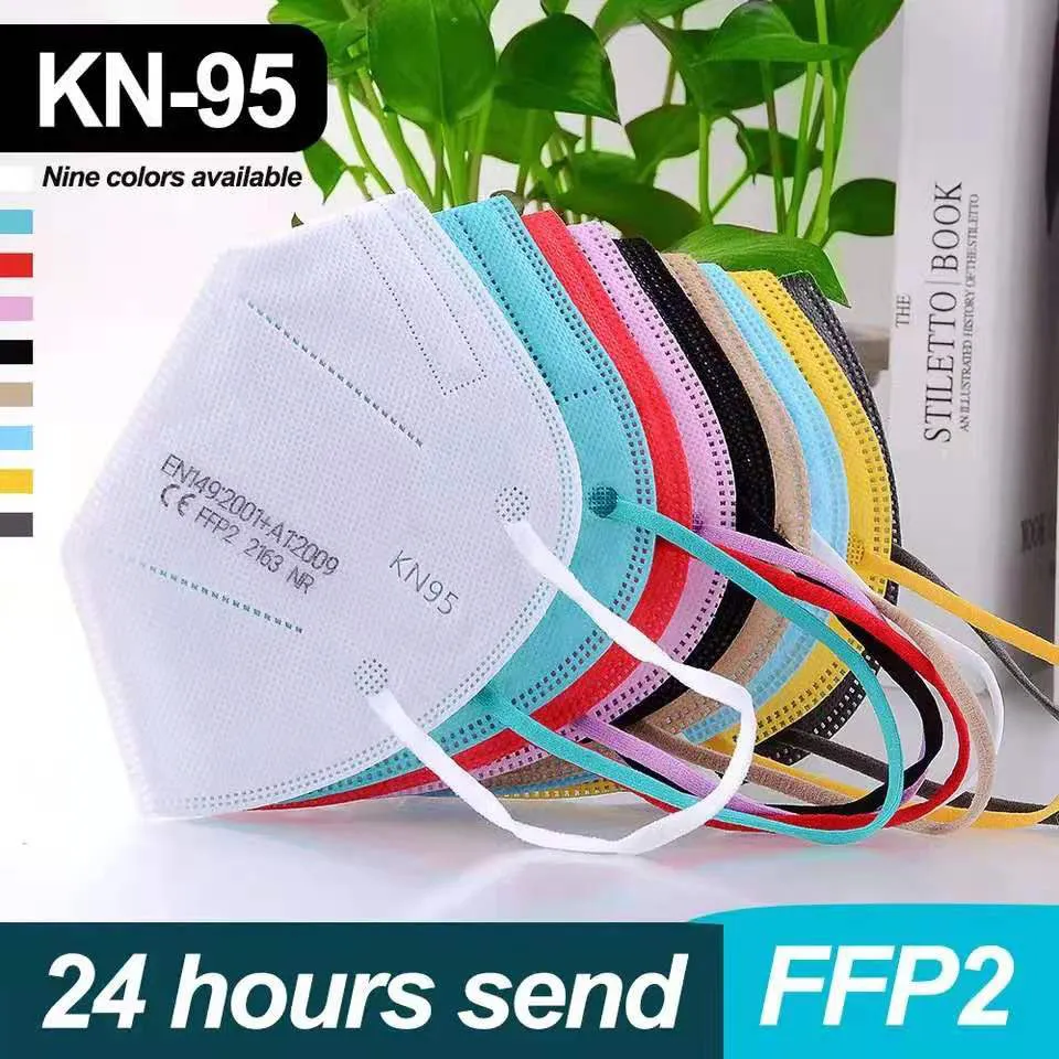 Masque de couleur KN95 pour adultes, masque anti-chute, anti-smog et anti-poussière, boucles d'oreilles, nouveauté 2022