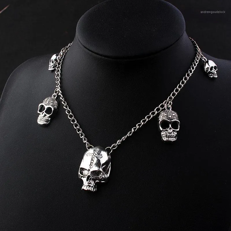 Chokers gothpunk sieraden skelet ketting voor vrouwen zilveren kleur schedels kettingen groothandel Halloween cadeau sieraden vgn0381