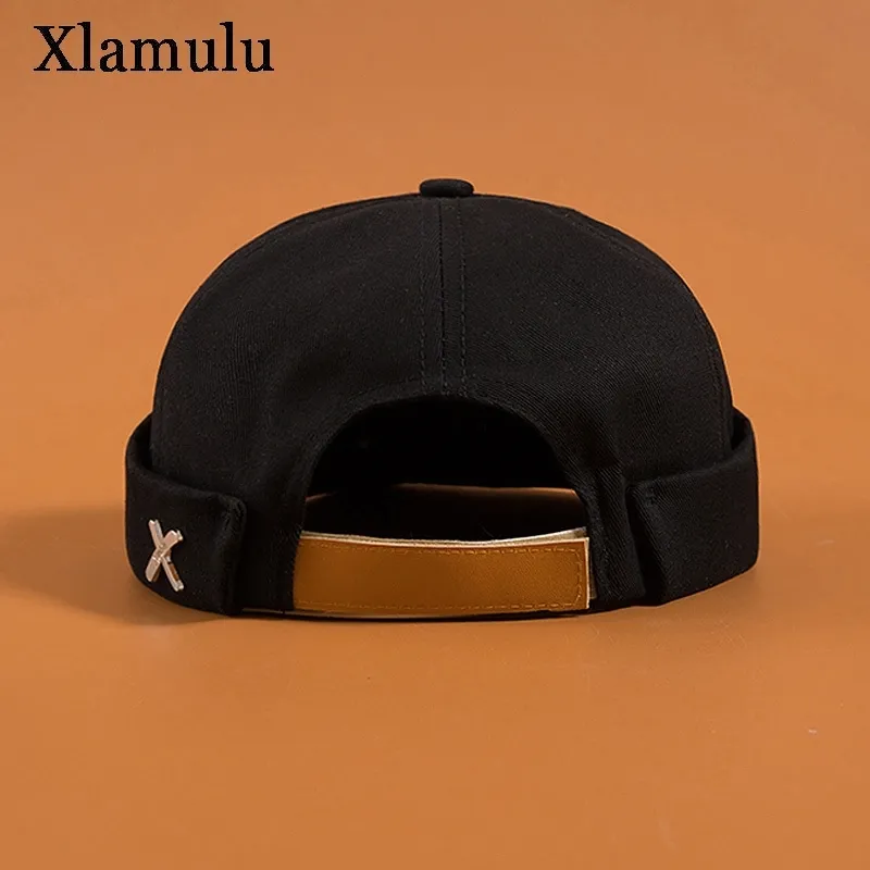 Vintage Black Docker Sailor Biker beanie caps for men for