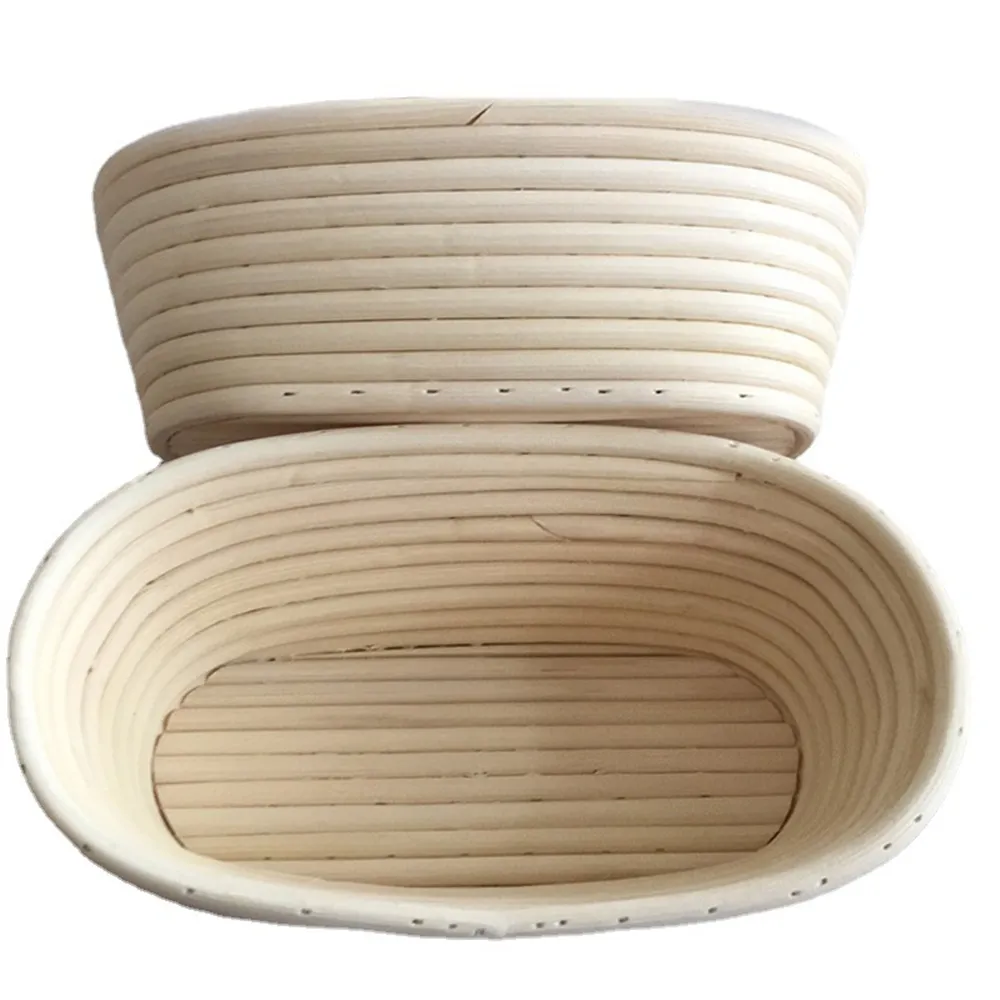 Bakeware Ovala bröd Banneton Säkerhetskorg med liner Handgjord rottingskål Perfekt för surdegbrödbakning phjk2202