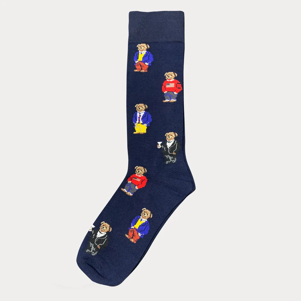 Sock with Bear print Fashion Cartoon Cute Socks Harajuku Unisex Stretch cotton socks with Web Ankle Sock Hipster Skatebord Ankle Funny Sock