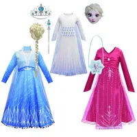 2020-Ice-Snow-2-Girls-Dresses-Wig-Snow-Queen--Dresses-For-Kids-Clothes-Cosplay