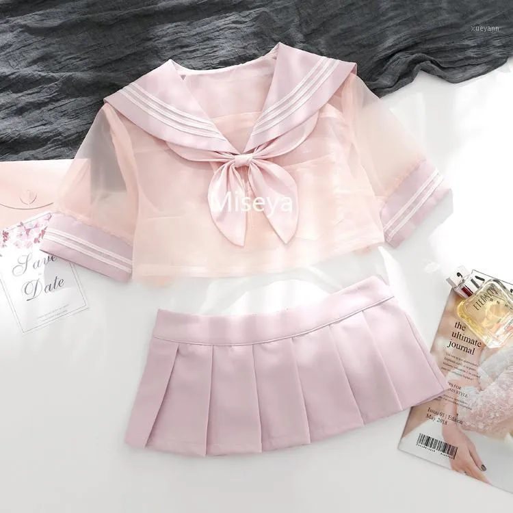 Sevimli Pembe Denizci Elbise Lolita Kıyafet Erotik Japon Lingerie Kostüm Okulu Kız Üniforma Seksi Kawaii Lingerie Iç Çamaşırı Set1