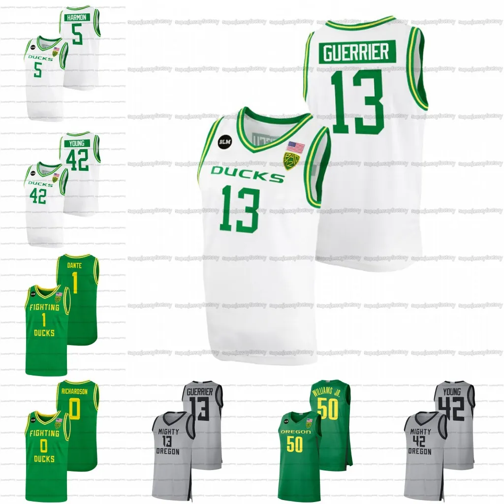 Hombres Mujeres Custom Oregon Ducks Basketball Jersey Quincy Guerrier Jacob Young Will Richardson Eric Williams Jr. Nathan