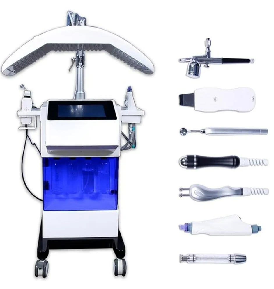 Kraftfull Hydra Facial med LED Light Hydro Oxygen Jet Microdermabrasion Equapment Skin Deep Rengöring RF Scrubber Face Lift Rindel Removal Machine