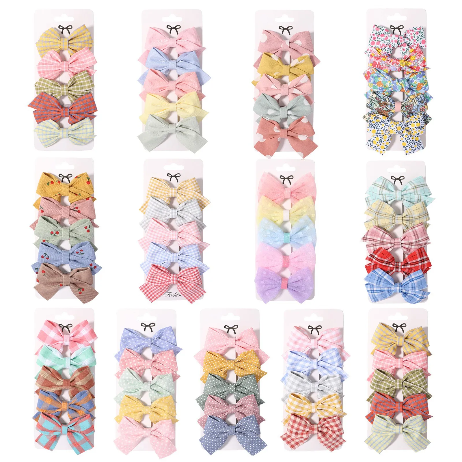 Hair Clips For Girls Baby Kids Bowknot Floral Flower Barrettes Grosgrain Hairpins Clippers Dovetail Bow headwear Festival Hair Accessories 5pcs/set YL1615J