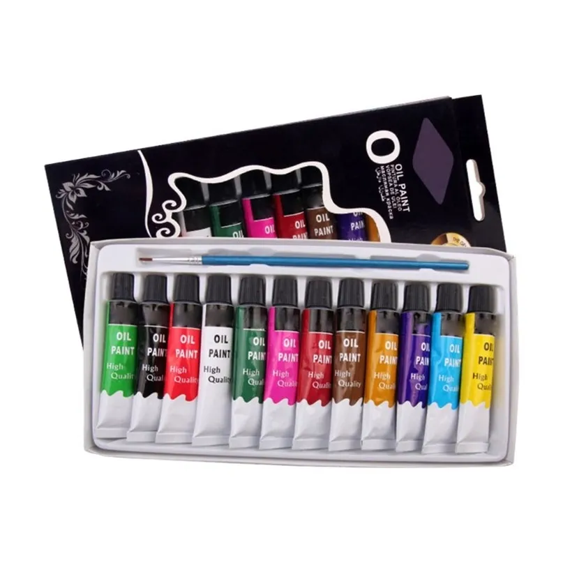 12ml Basic Oil Paint Colors Pigment Tubes With Brush Art Supplies X6HB  201226 From Bai09, $9.88