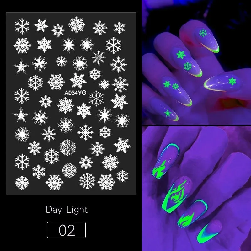 Luminous Nail Neon Glow Stickers Snow/Butterfly Scary Halloween & Christmas  Decals For Festive Nails Art From Wl201415, $0.31