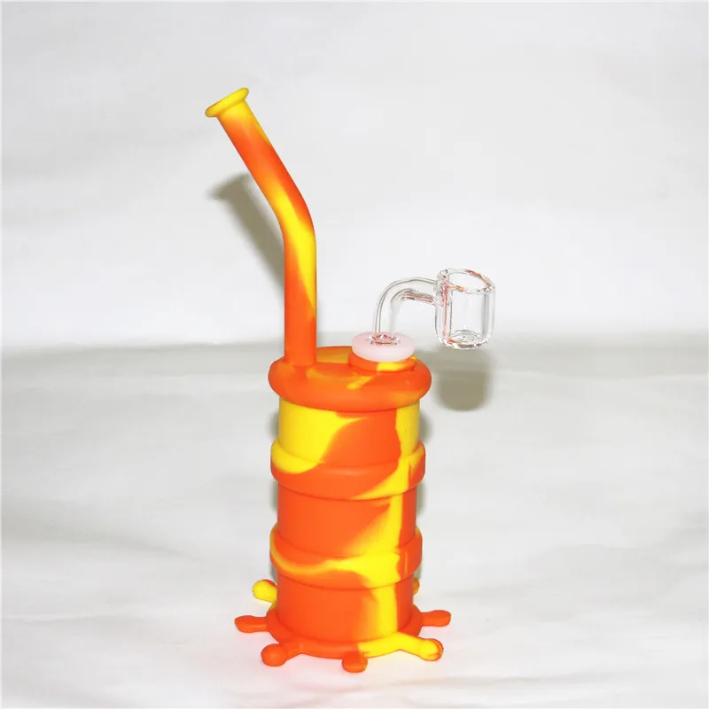 Plates-formes de conduite d'eau en silicone de conception de bécher de couleur avec bol en verre Tige inférieure en silicone Incassable dab Rig EAU Bong