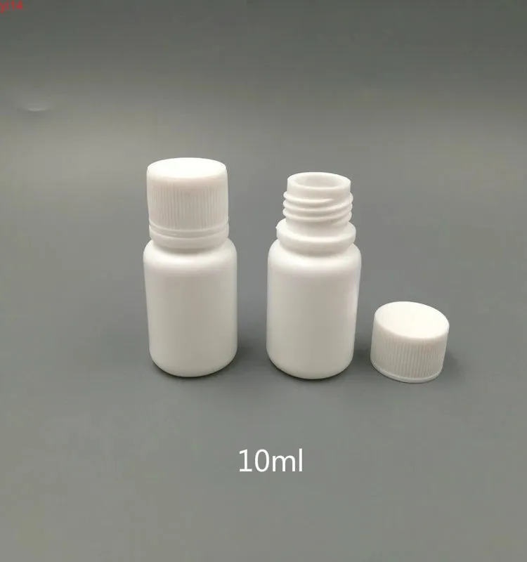 50 + 2 pezzi 10ml 10cc 10g piccolo flacone di pillola in plastica bianca solida rotonda con sigillante, mini contenitore per medicinali di buona qualità