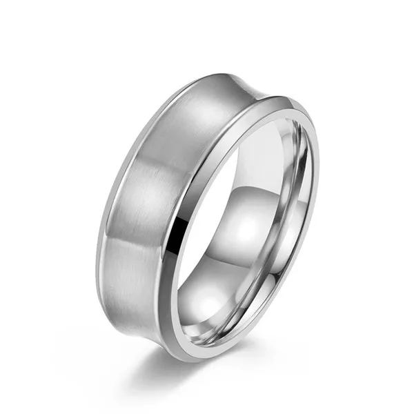 Classic 8MM Stainless Steel Outer Concave Inner Convex Black