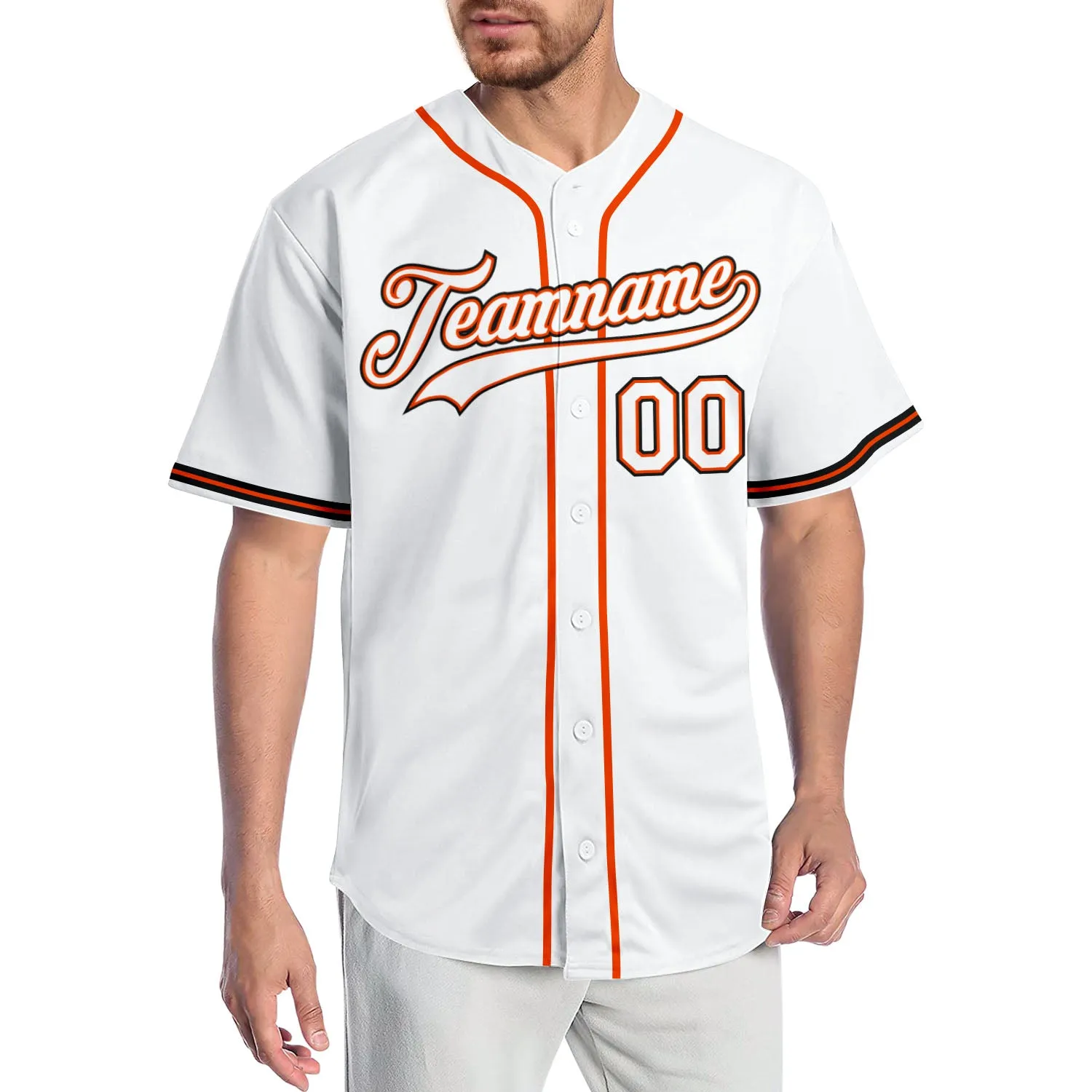 Jersey di baseball autentico bianco-arancione bianco