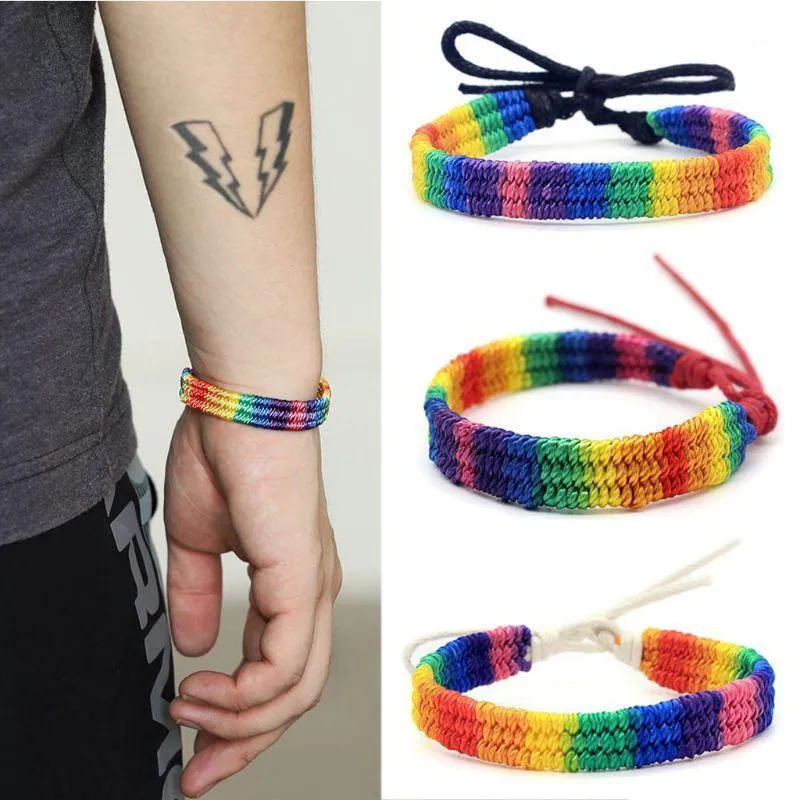 10pc arc-en-ciel amour fierté bracelet fait à la main tressé amitié bracelet bracelet gay lesbiennes taille ajustable taille bijoux1