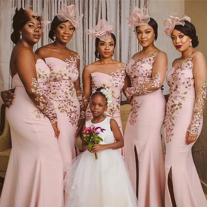 Robes De Demoiselle Dhonneur Sirene A Manches Longues Avec Des Appliques Pour La Fete De Mariage Du 91 23 DHgate