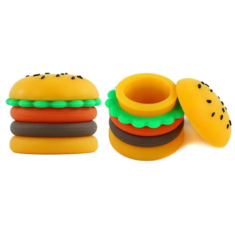New Hamburger Silicone Jar Wax Oil Container Colorful 5 Ml Creative Portable Smoke Tabacoo Silicone Containers Wholesale