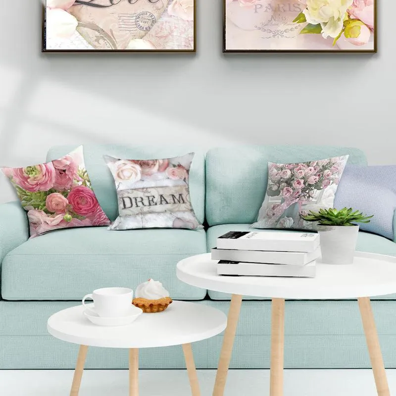 45 45 см розовые цветы подушка подушка скандинавский стиль домашнее украшение свадебной подушка для дивана для дивана.