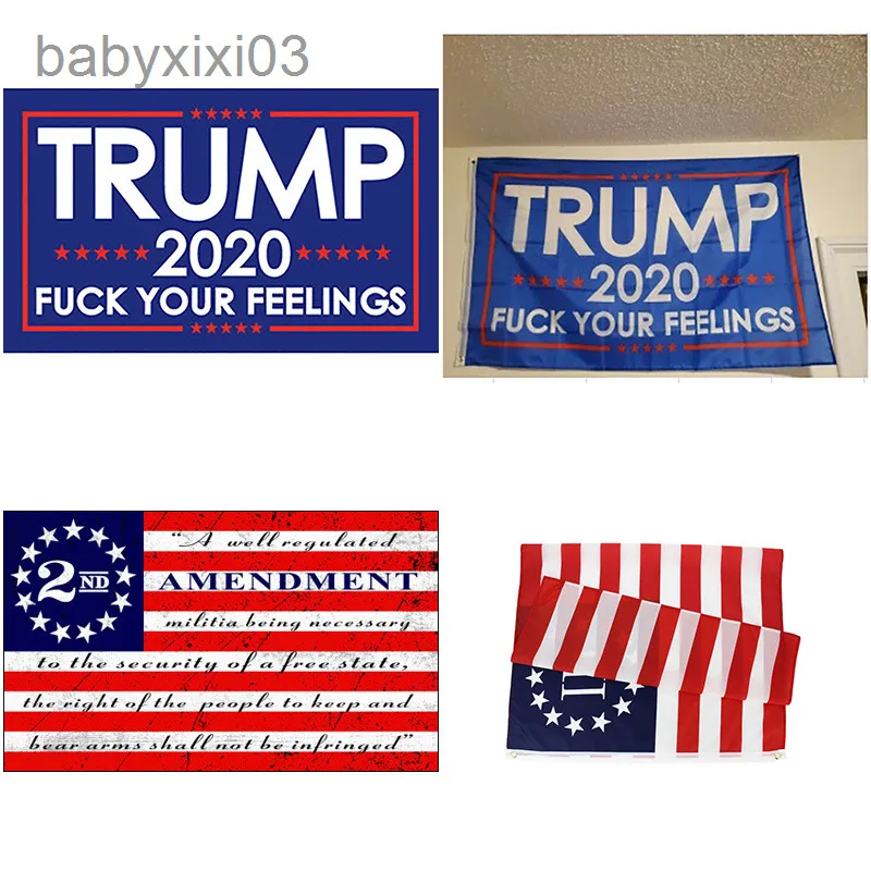 US Stock American 2nd Ändringsförslag Flagga Ny 2024 Trump Flag Act II Allmänna val 150 * 90cm