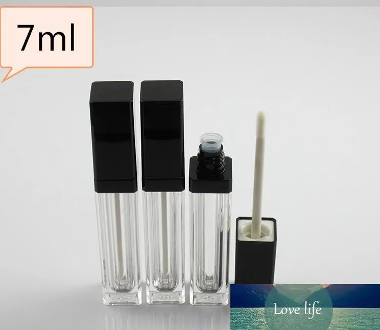 7ml Square Shape Lip Gloss Tube Empty Cosmetic Bottle Clear Lip Gloss Tubes Containers Bottle With Black Brush SN792