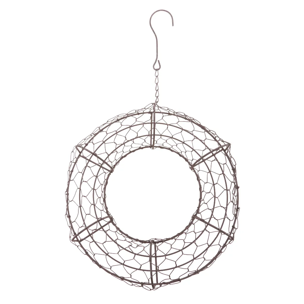 Rustic Iron Wire Wreath Frame Succulent Pot Iron Hanging Planter Plant Holder (Plants Are Not Included)