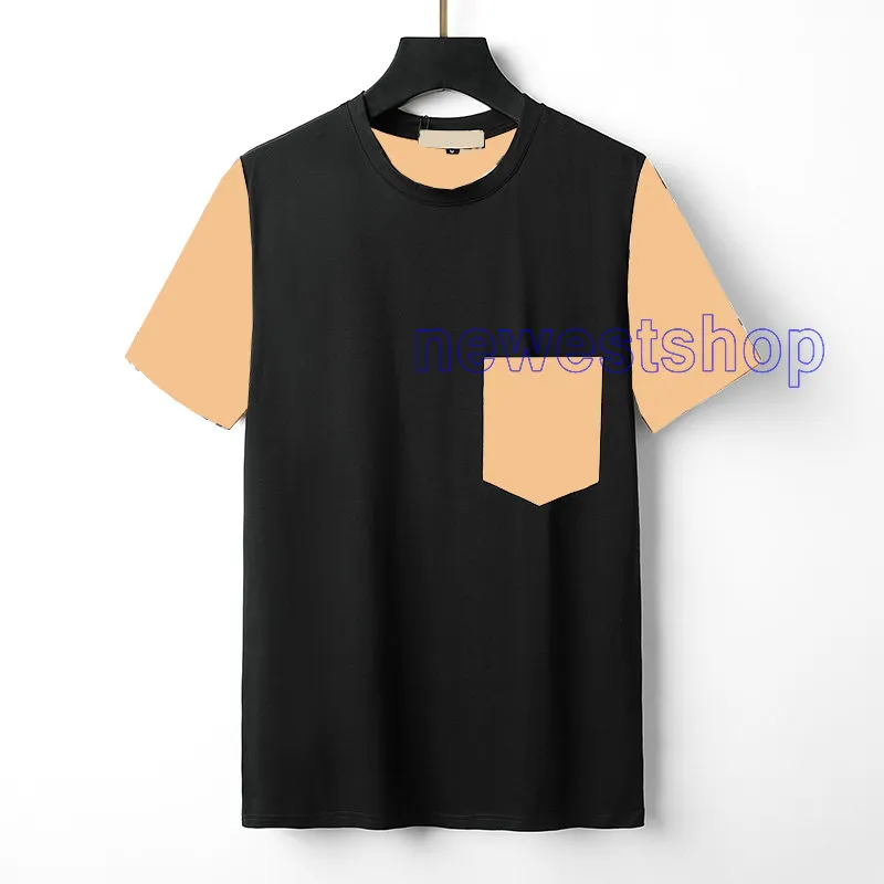 Yaz 2022 Tasarımcılar Mens T Shirt Lüks Şerit Baskı T Gömlek Bayan Kısa Kollu Rahat Cep Izgara T-shirt Luxurys Tshirt Elbise Tee Tops