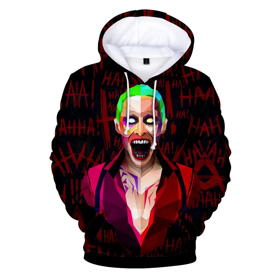 HAHA Joker 3D Halloween Crazy Smile Joker Hoodie Fashionable