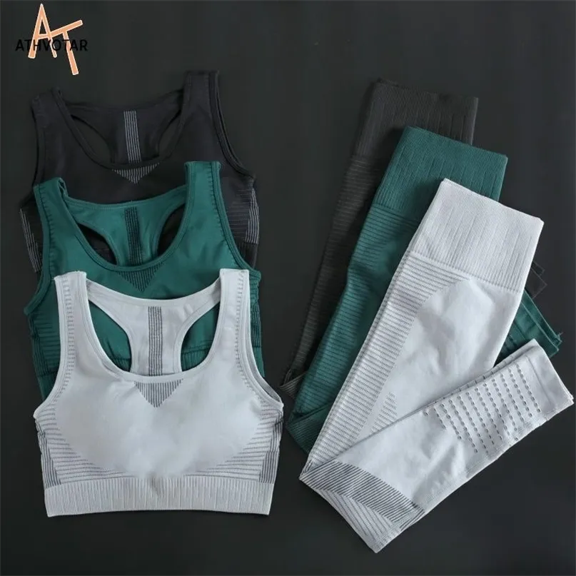Seamless Fitness Gym Sets Hollow Out Women Outfit Sports Bra and Running Pants Set Woman 2 Pieces Tracksuit Workout Clothes 220315