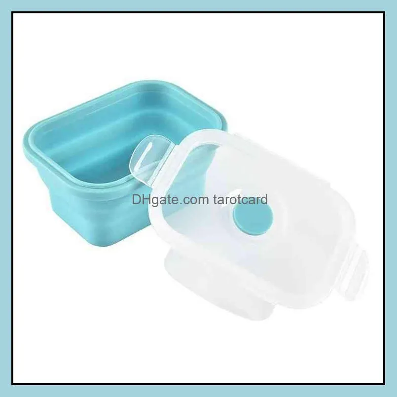 3 PCS Silicone Collapsible Lunch Box Preservation Boxes High Temperature Resistance Folding Bowl Set Leakproof Lid MY-inf0109