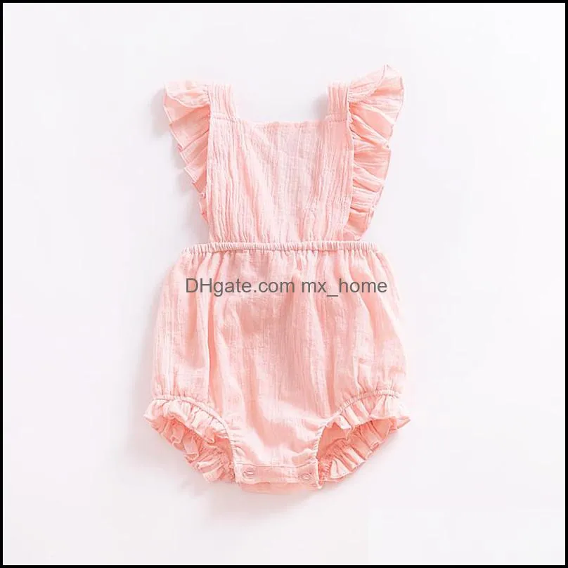 kids Rompers girls Solid colors romper infant ruffle sleeve Jumpsuits summer fashion Boutique baby Climbing clothes Z0319